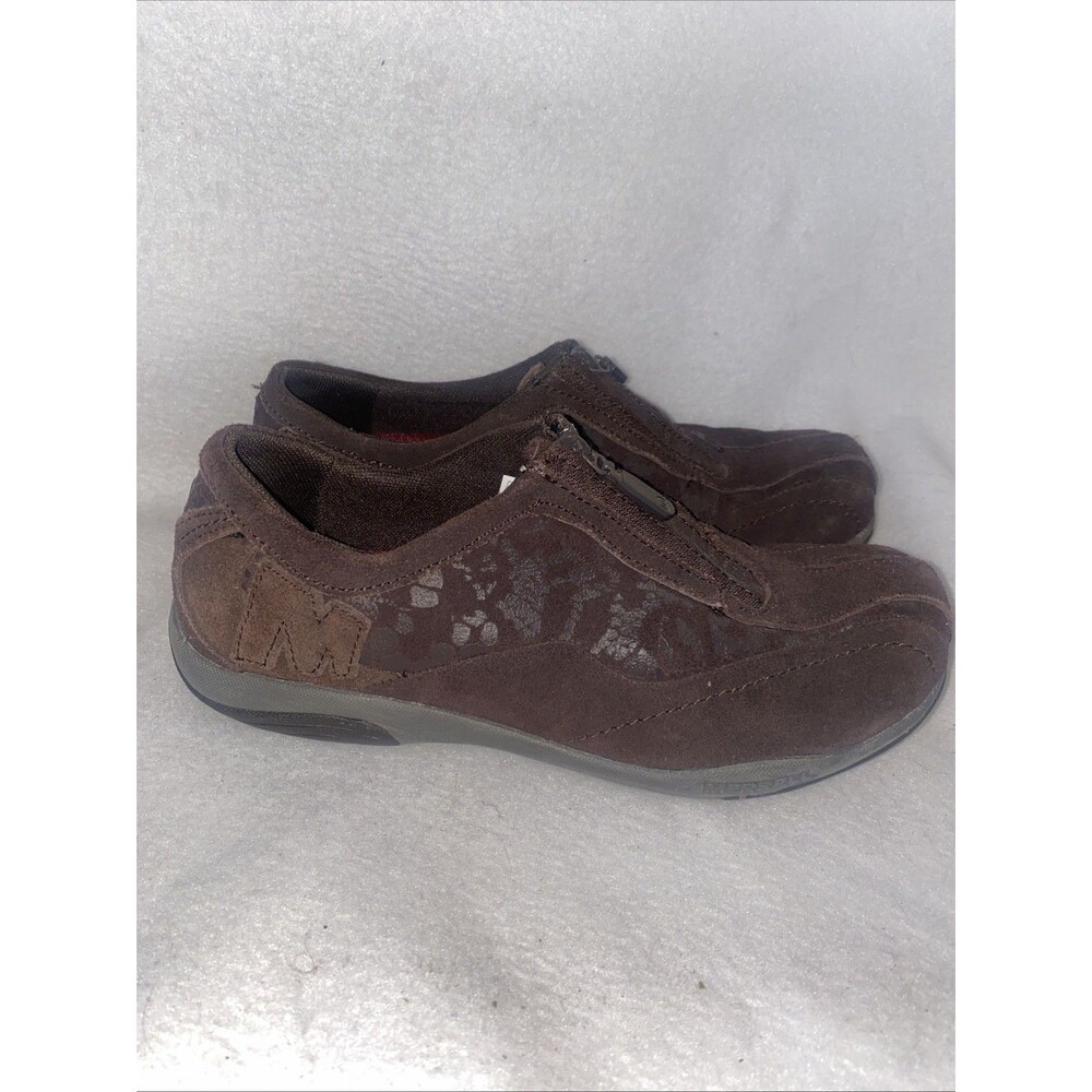 Merrell Women Barrado Leather Zip Shoe J117438c Dark Earth Sz 6 Closed